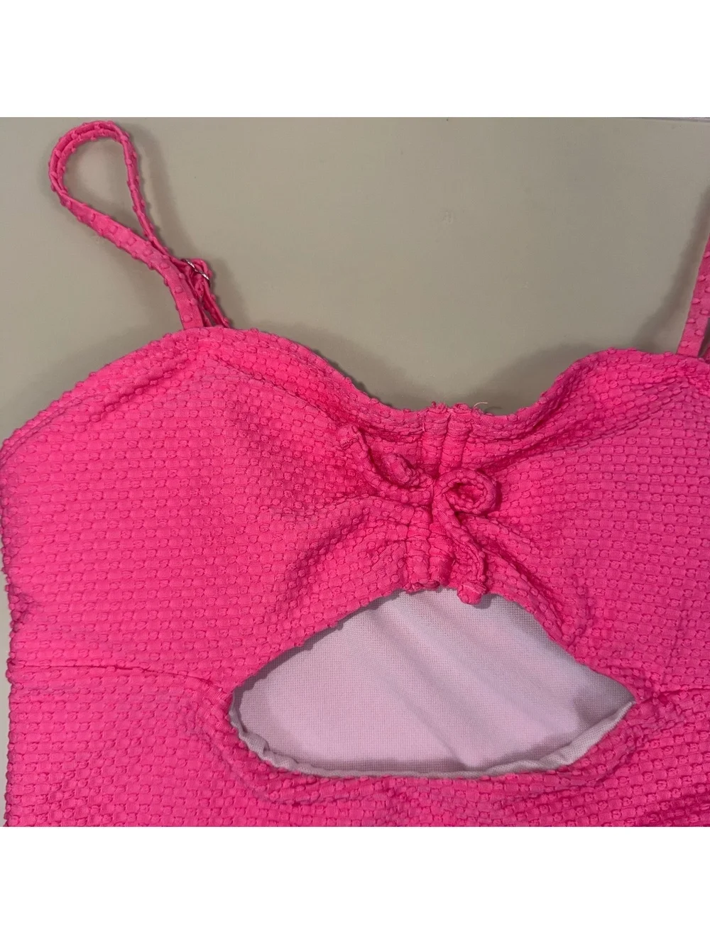 SHEIN Girls Pink Textured Cutout One Piece Swimsuit Size 12